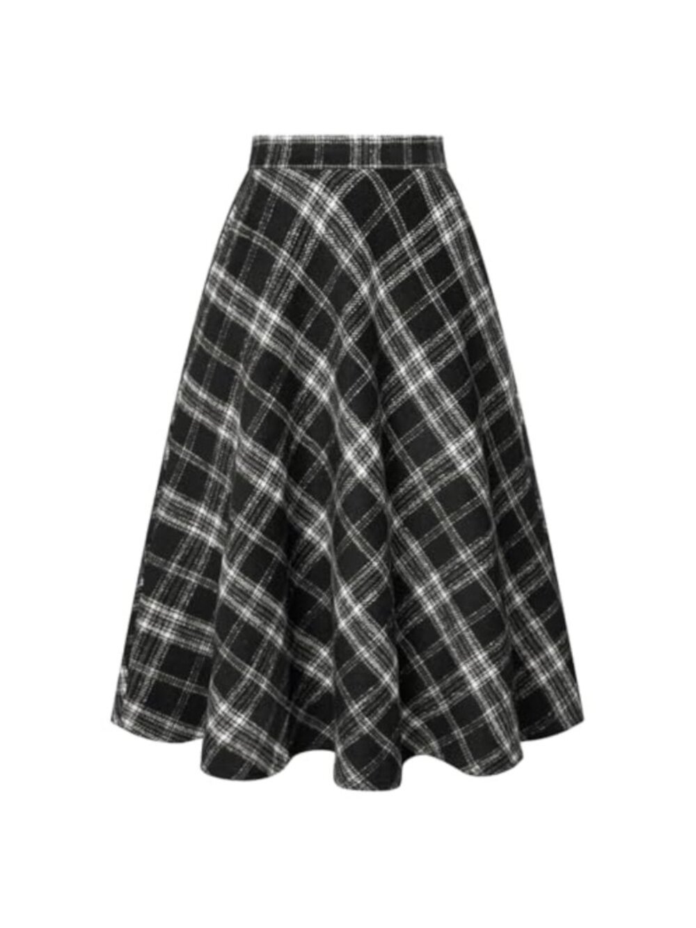 Belle Poque Women's Midi Plaid Skirt High Waisted A-Line with Pockets